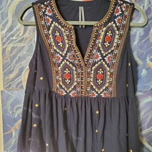 Embroidered and Beaded Tank Top
